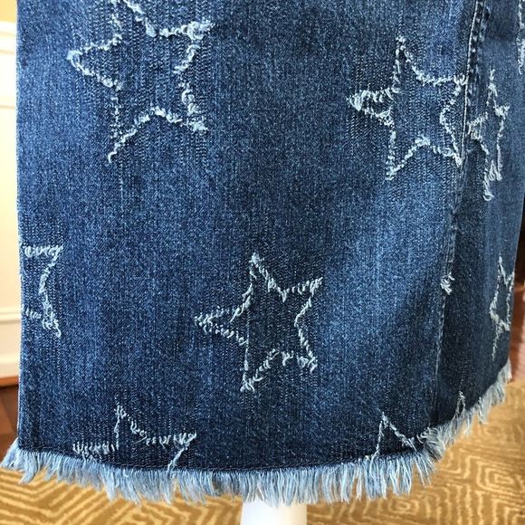 Jean Skirt STARS Frayed Hem Telluride Co NWT 4 - Picture 4 of 8